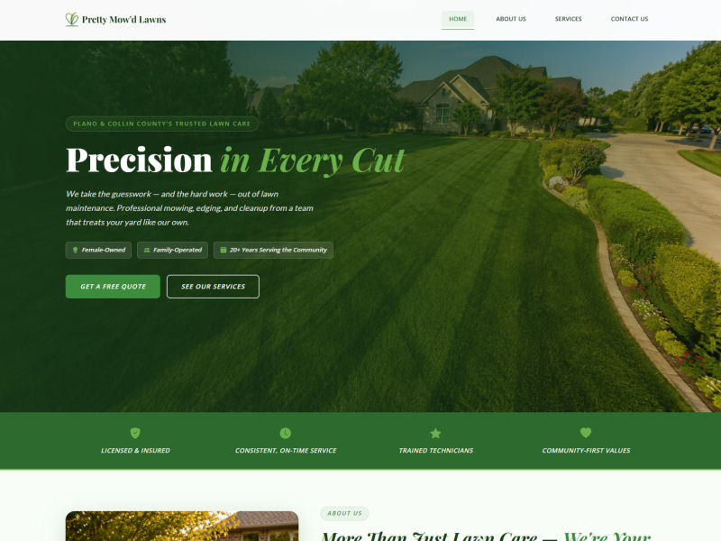 Website portfolio sample 1 - Pretty Mow'd Lawns